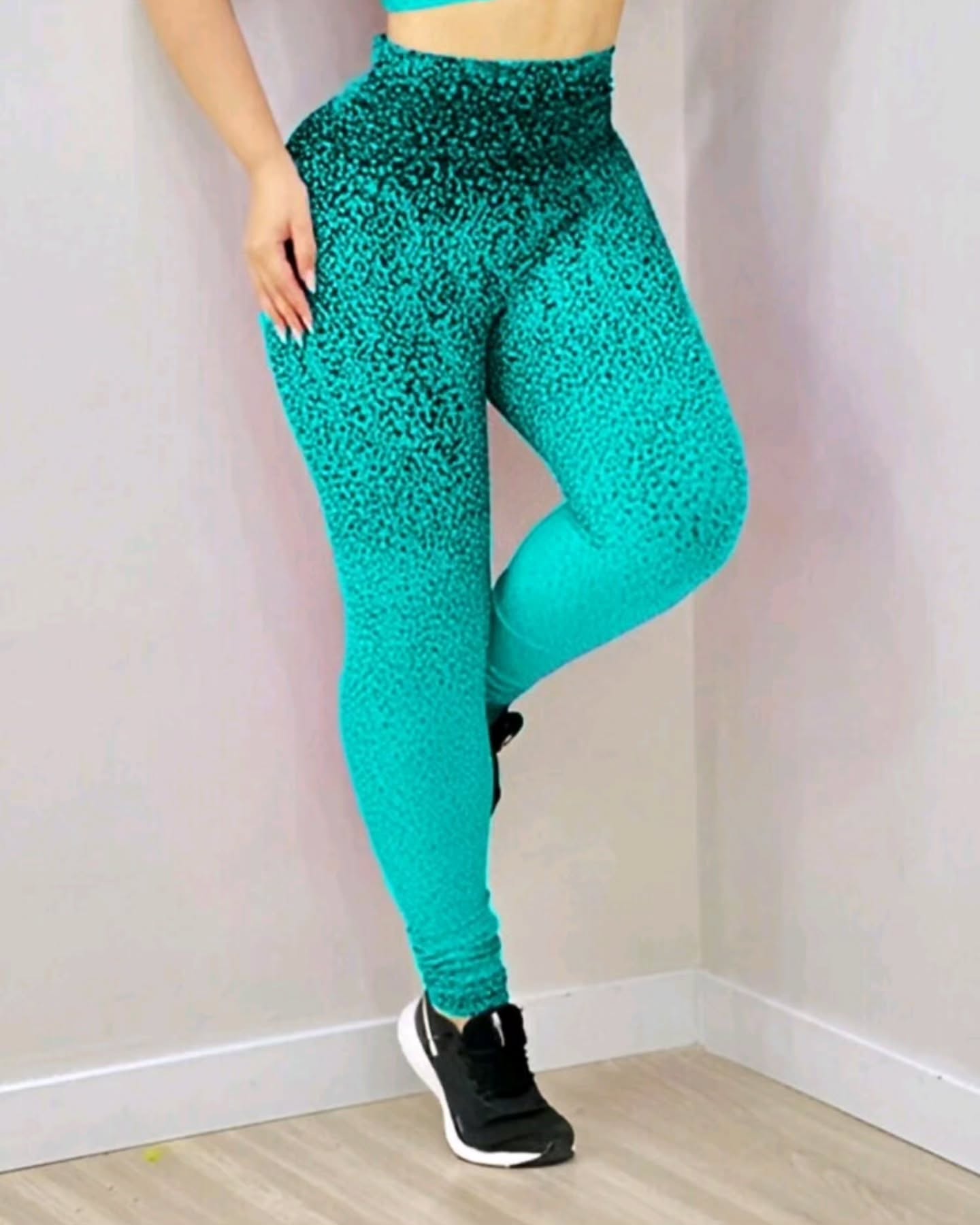 Legging Poliamida Jacquard Degradê Cintura Alta Crossfit Conforto Na Academia