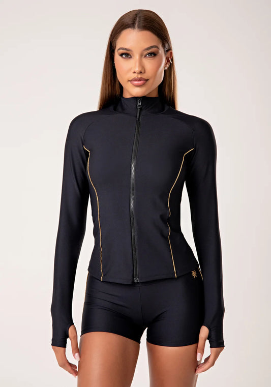 Casaco feminino com detalhe em lurex lush